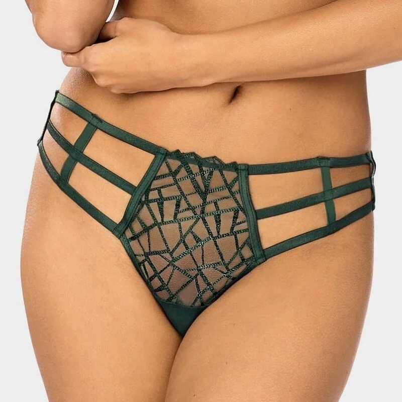 Tanga sexy verde de encaje reciclado Diamond Green