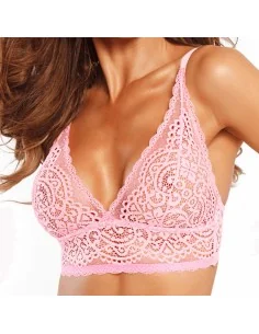 Sujetador bralette sin aros en rosa neón de encaje Kiss