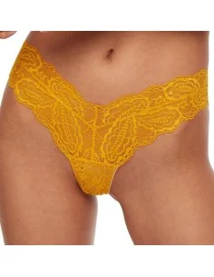 Tanga efecto piernas largas de encaje amarillo mostaza Sun Kiss