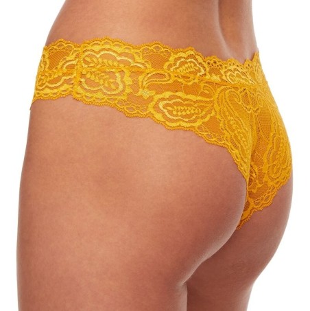 Tanga efecto piernas largas de encaje amarillo mostaza Sun Kiss