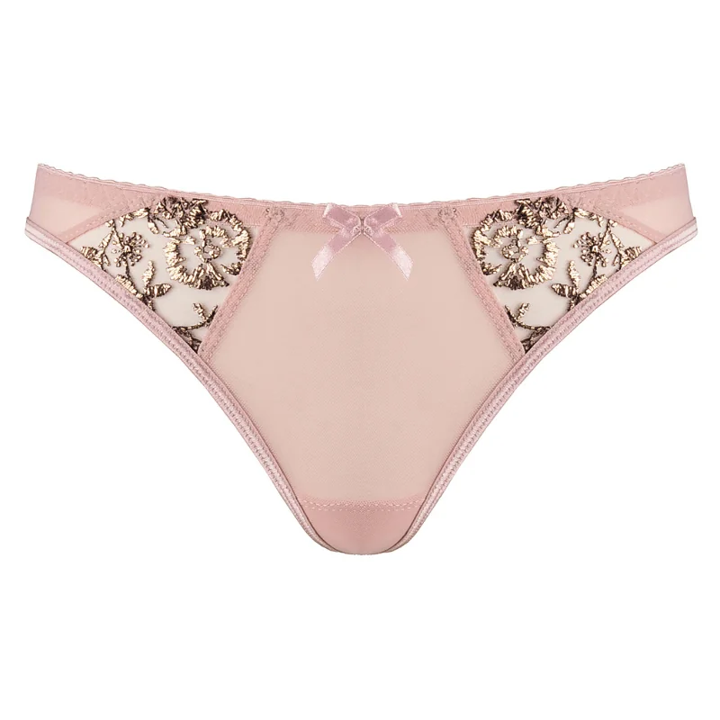 Tanga rosa con bordados dorados Summer Love V-952