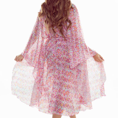 Kimono para playa estampado tonos rosa y naranja Loca 2