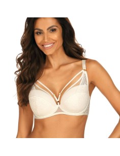 Sujetador Push-up Orlando tono crema, bordado con motivos florales, incluye relleno removible