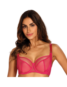 Sofisticación con nuestro Sujetador Balconete Pryma Pink Neón transparente sin relleno.